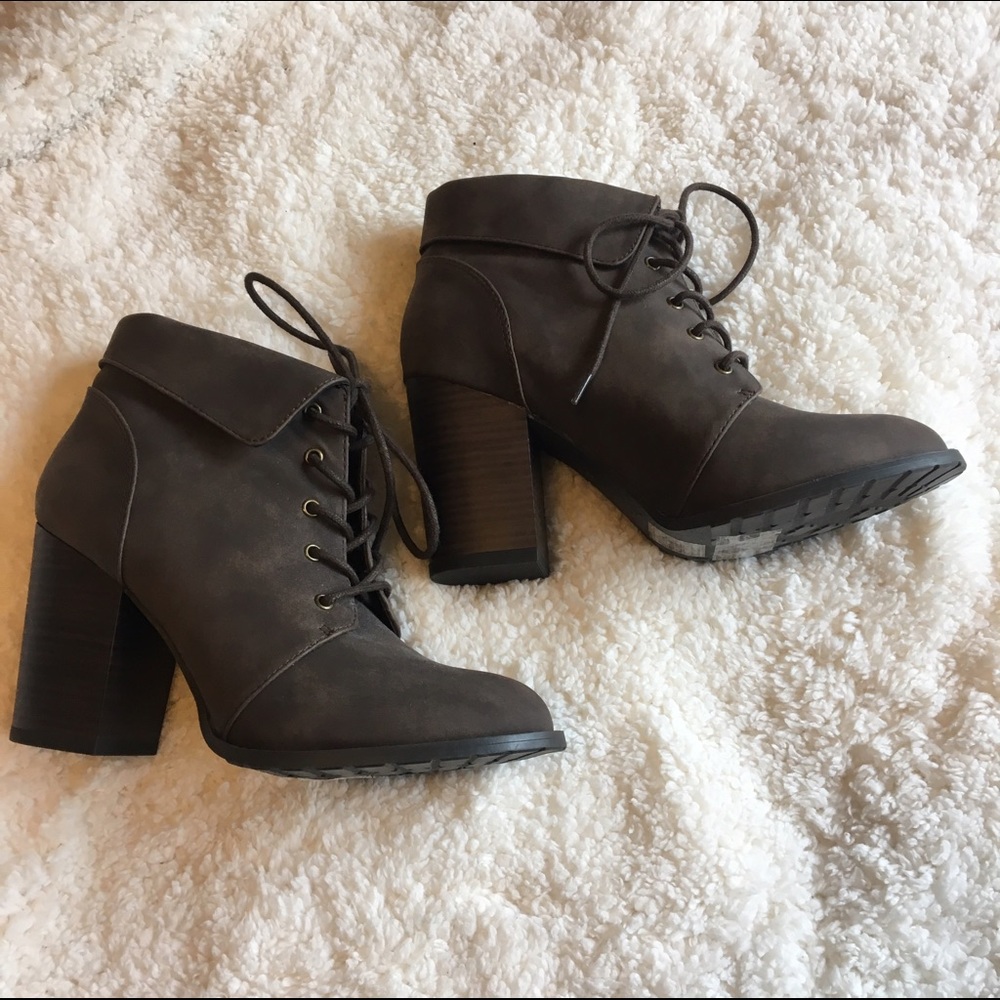 Brown lace up ankle boots