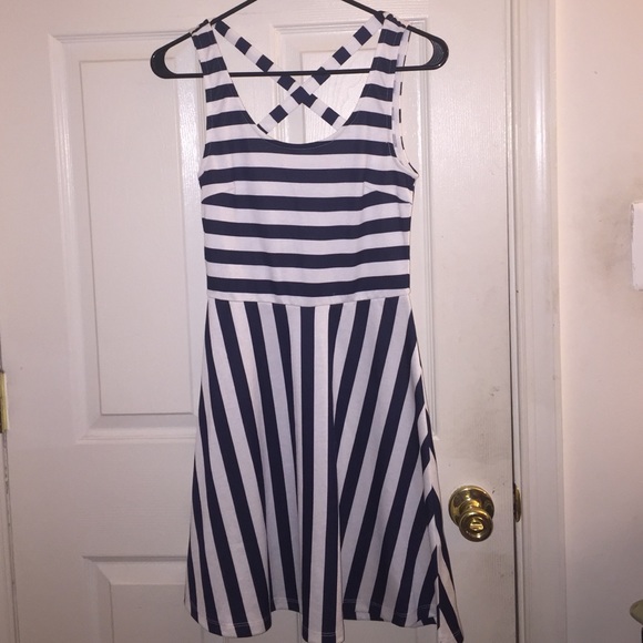 H&M Dark Navy and White striped dress - Picture 1 of 2