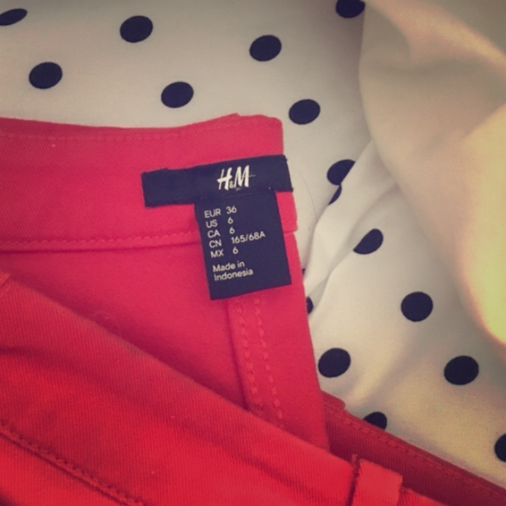 H&m red pants red, posh re sell