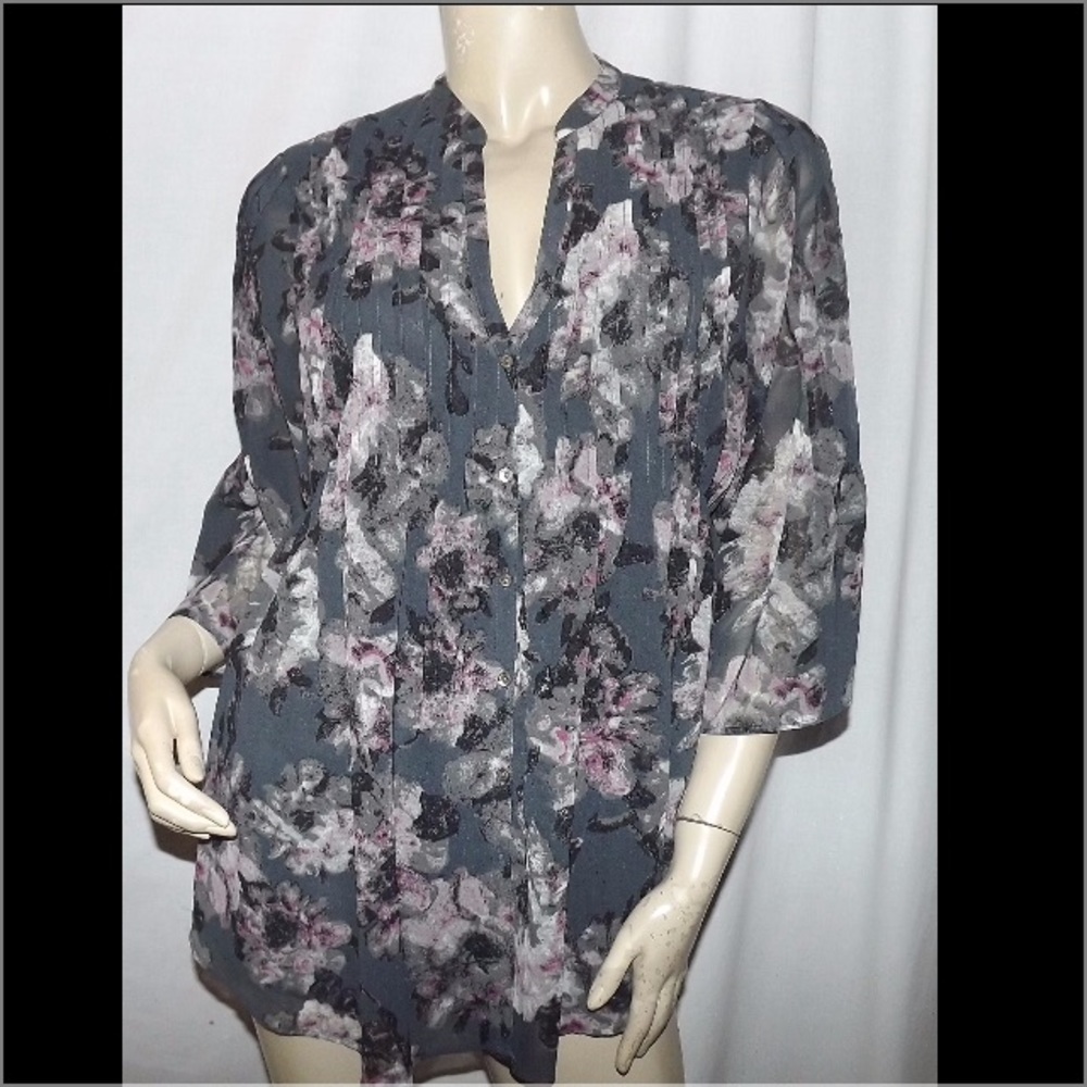 Calvin Klein Chiffon Tunic Top Size M