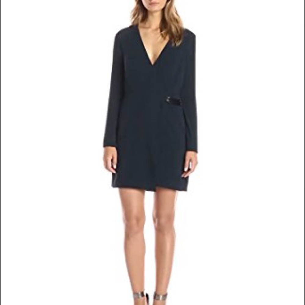 Halston Heritage long-sleeve faux-wrap dress