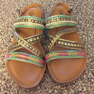 Beaded flat sandals