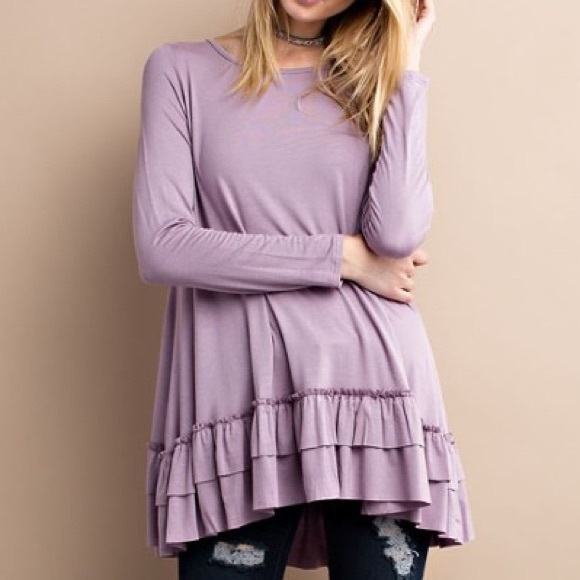 🇺🇸💜🖤Double Ruffle Hemline Top - Picture 2 of 3