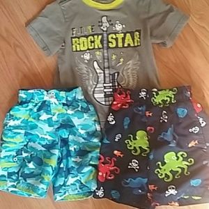 Bundle 4T t-shirt and 3T boys swim trunks