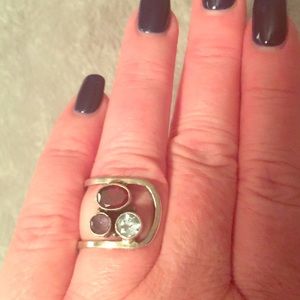 🌼Adjustable Sterling Silver and Gemstone Ring🎉