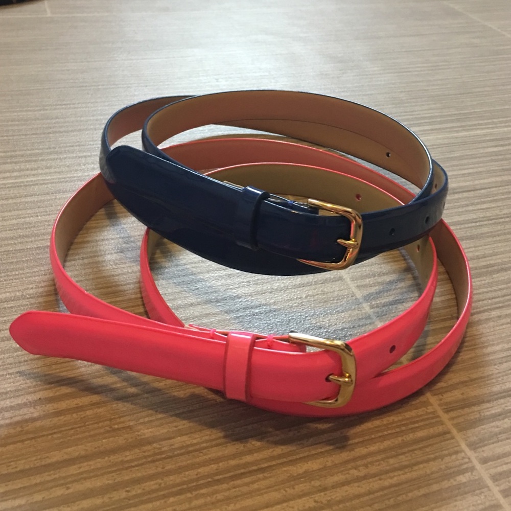 SOLD. J. Crew patent leather belts