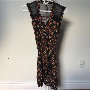 Floral black dress with lace accents