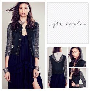 Free People black xs jean knit jacket!