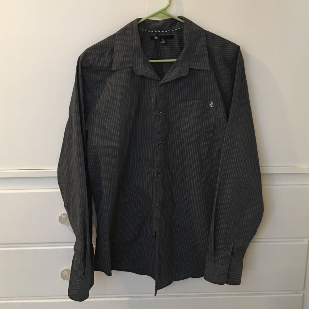 Men's volcom dress shirt gray medium