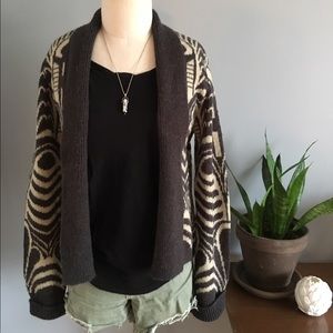 TOPSHOP Intarsia Shawl Collar Open Cardigan
