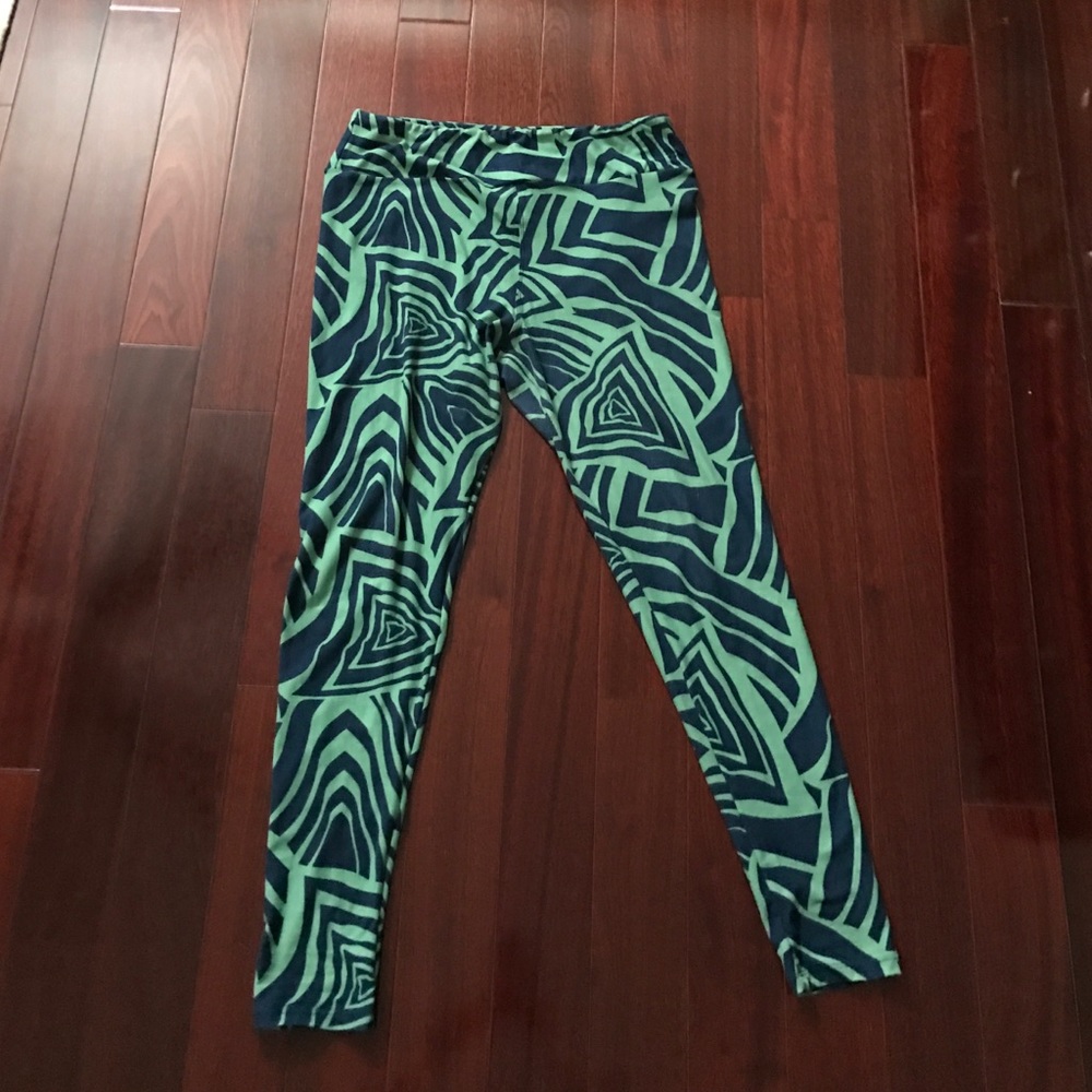 LuLaRoe TC leggings - navy and green