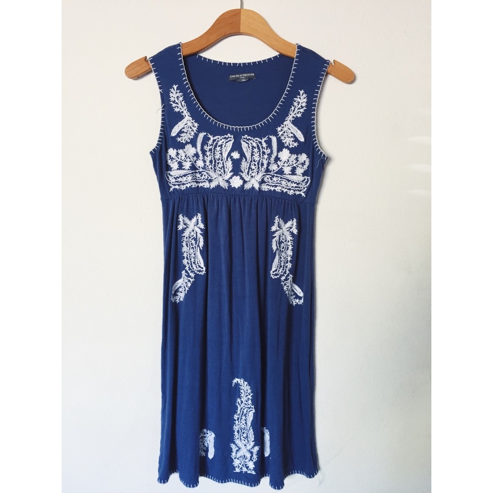 navy blue/white casual dress