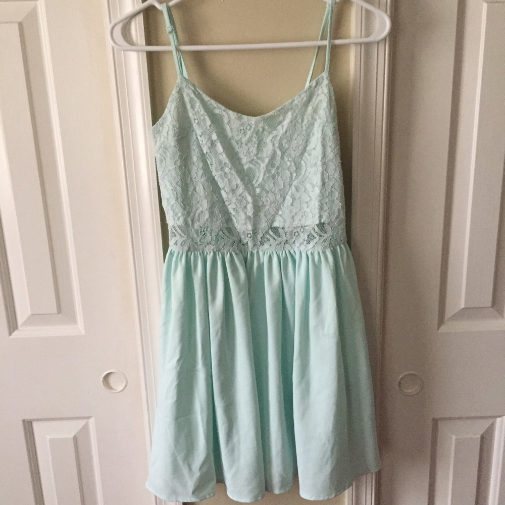 Mint Green Lace Cutout Dress