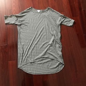LuLaRoe small Irma. Grey with light grey stripes
