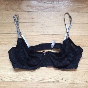 Black lace unlined bra