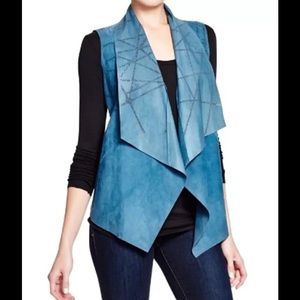 Elie Tahari Stormy vest Lamb Suede Hanky Vest M