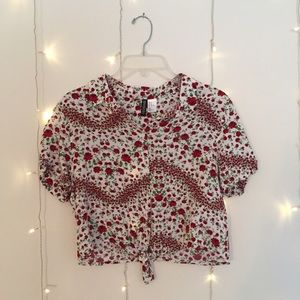 Floral button-up crop top