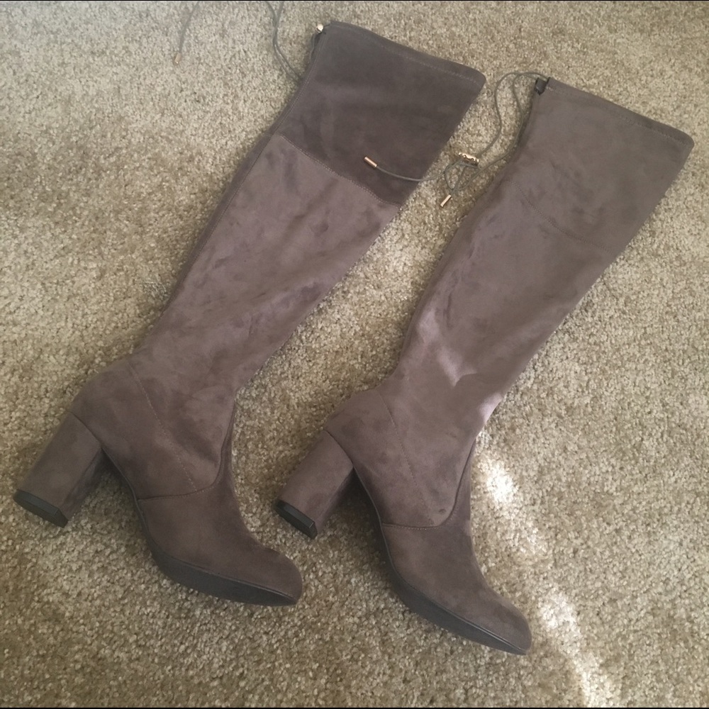 Over the knee tan boots