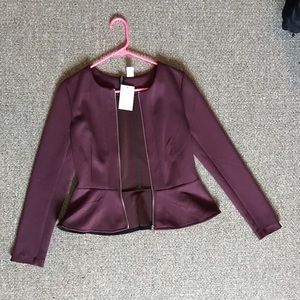Maroon peplum jacket.