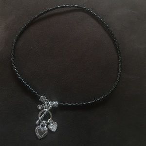 Black rope charm necklace