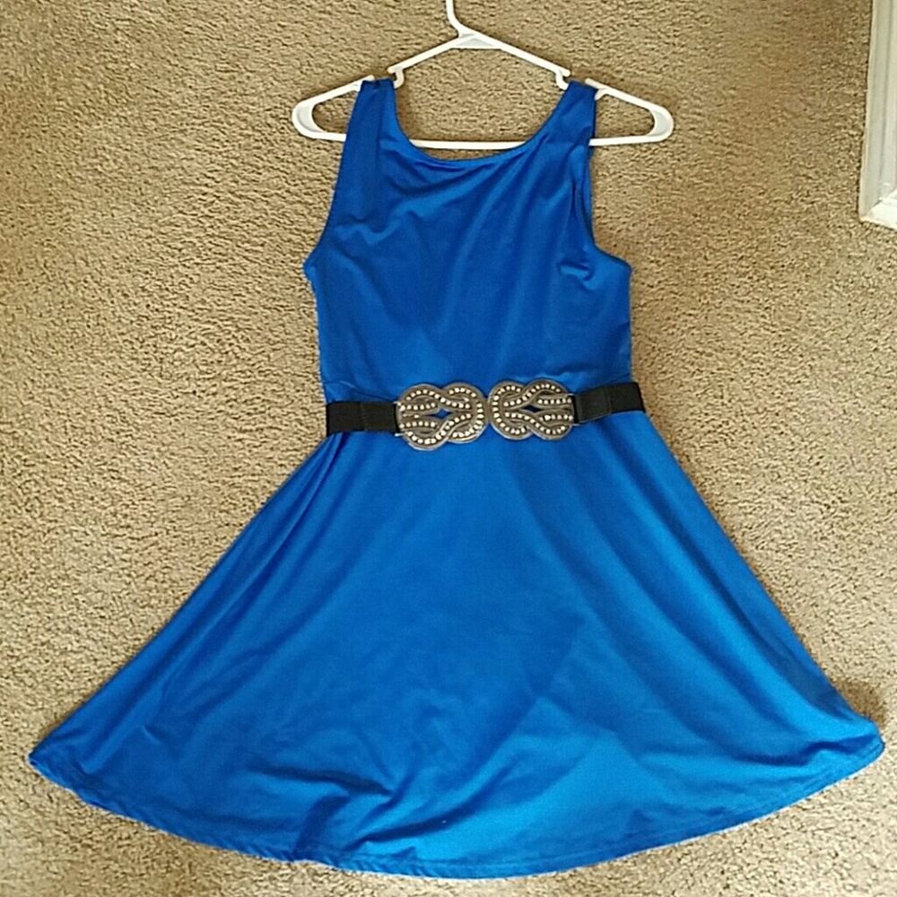 Royal blue fit and flare dress