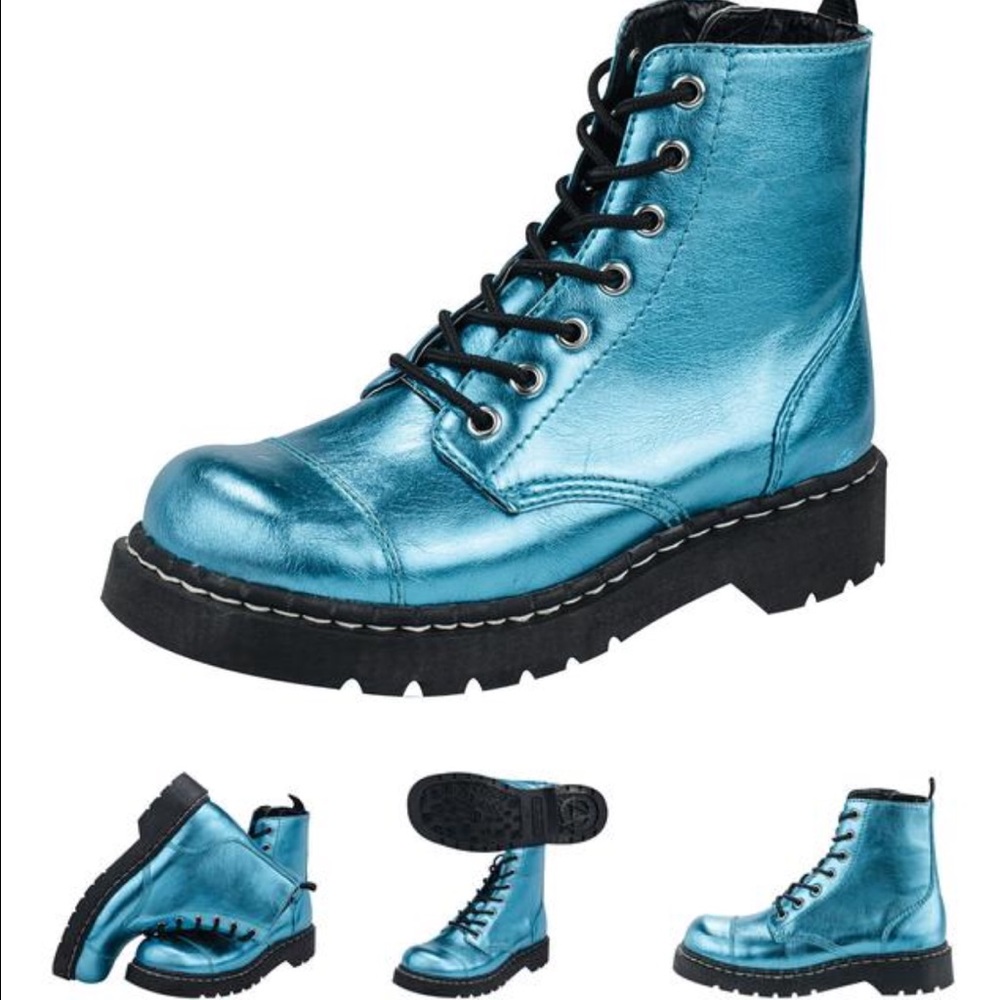 🚫SOLD🚫 TUK Metallic Blue Anarchic Combat Boots
