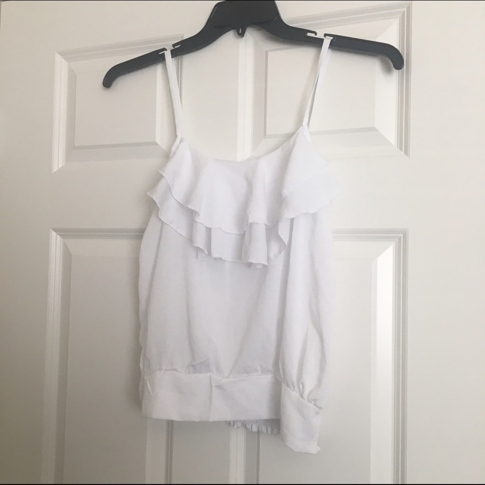 White ruffle crop top