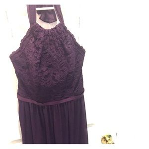 Davids bridal short halter lace and mesh dress