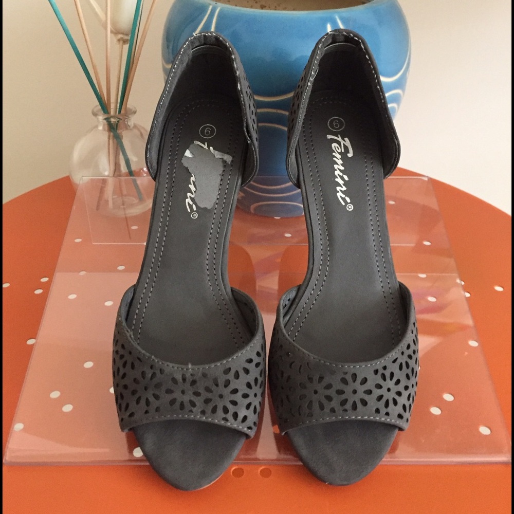 Brand new gray open toe heels!