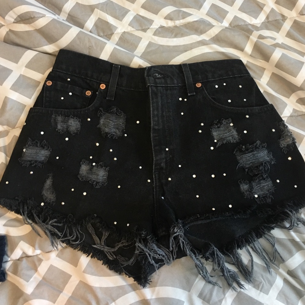 High waisted denim shorts