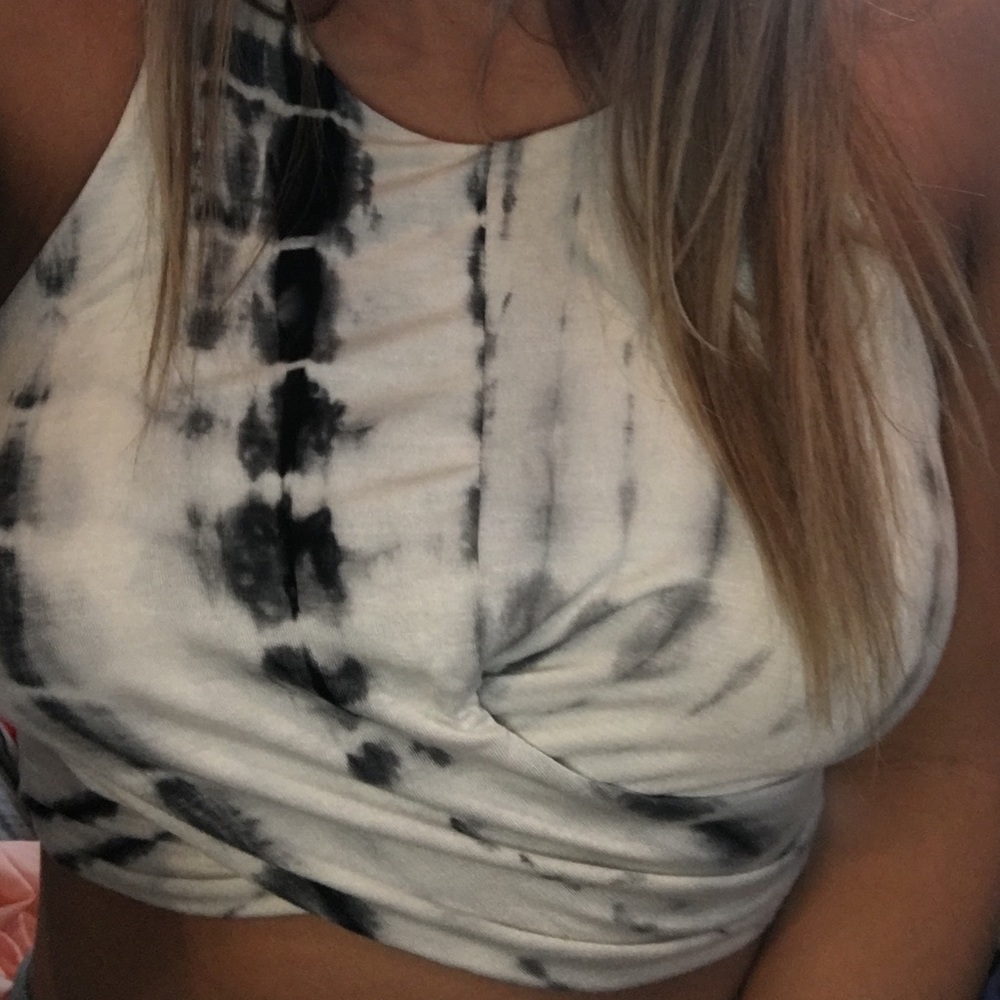 Gray and Black Crop Top