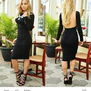 Black open back dress