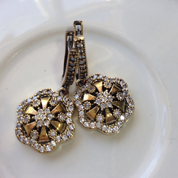 925 STERLING SILVER FLORAL DROP EARRINGS 9g - Picture 1 of 4