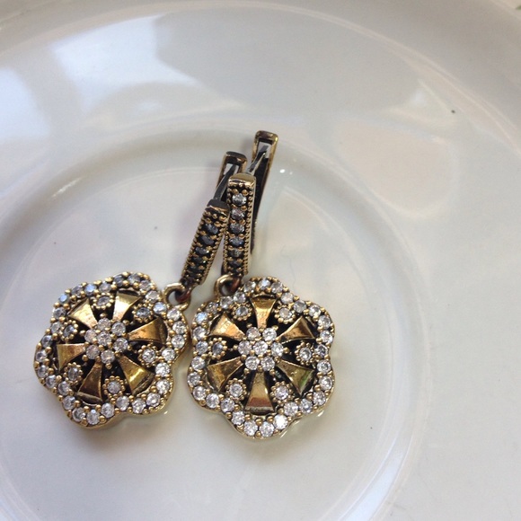 925 STERLING SILVER FLORAL DROP EARRINGS 9g - Picture 3 of 4