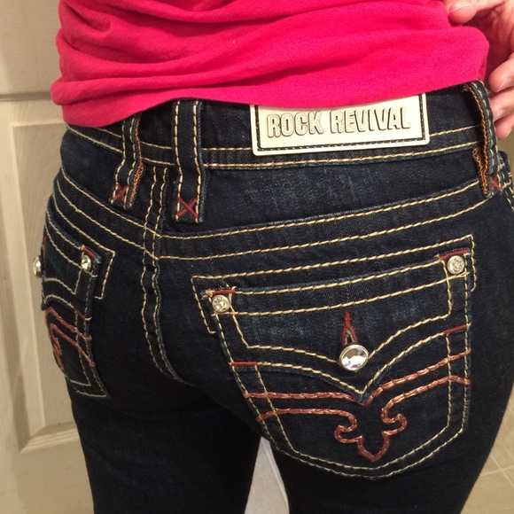 Rock Revival Easy Boot jeans in dark blue w red - Picture 4 of 4