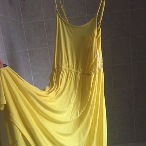 High Low Yellow Flowy Summer Long Dress