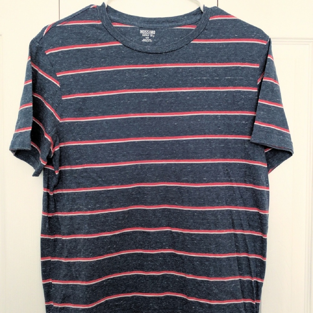 Mossimo Heathered Blue Striped Short Sleeve Tee