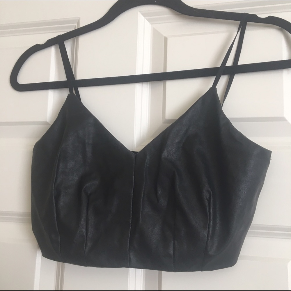 Faux leather crop top