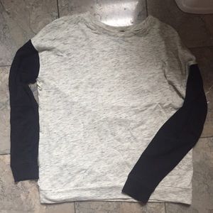 Black and White/Gray Contrast Pullover Sweater