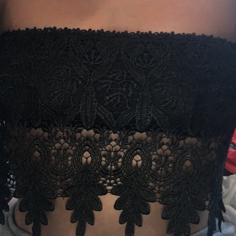 Black Laced Crop Top