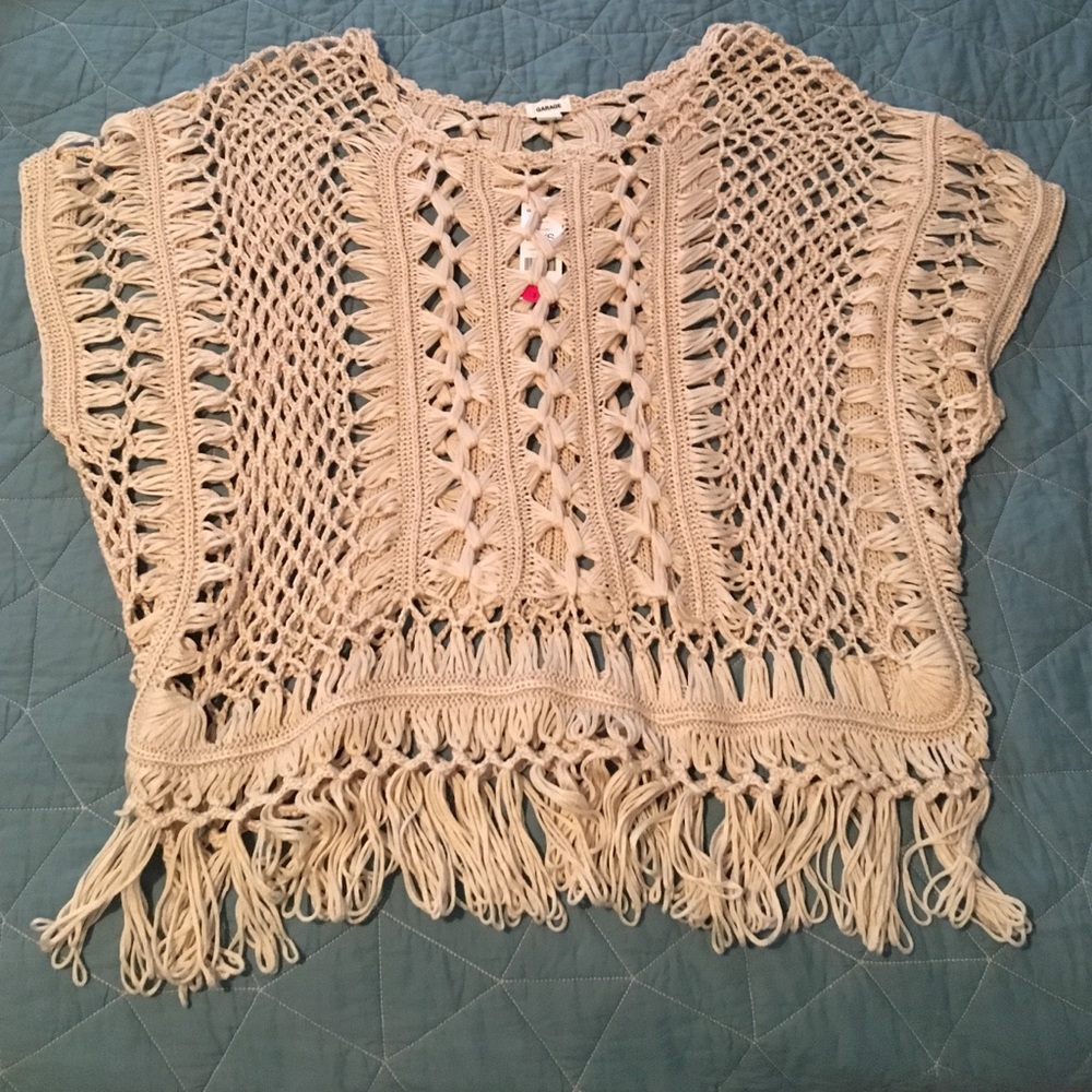 Beige laced top from Garage