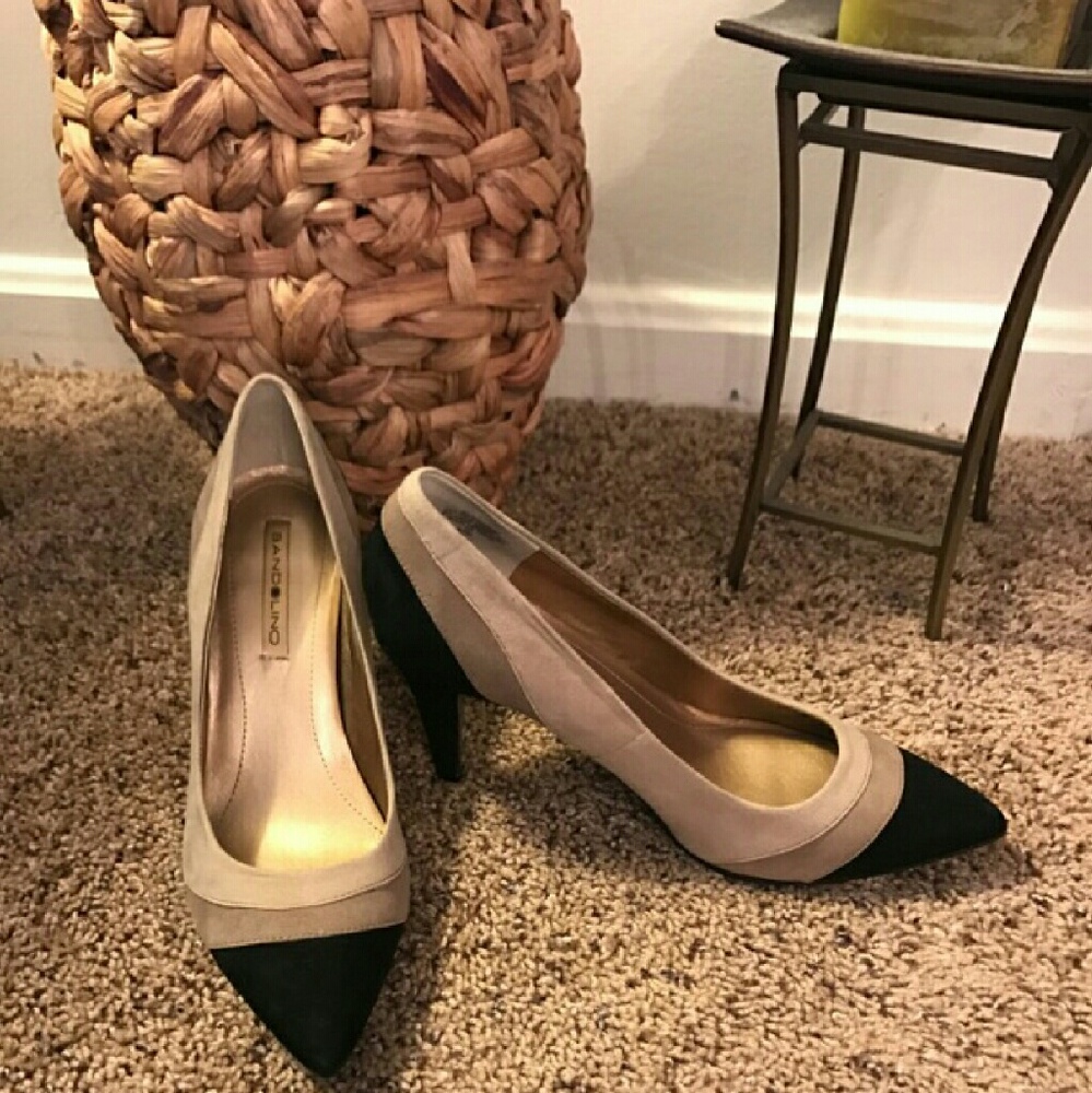 BANDOLINO CREAM AND BLACK 3.5 inch heels