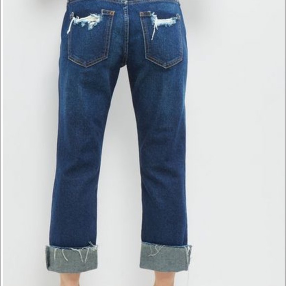 New Look Petite Busted Knee Jean with Raw Hem - Picture 2 of 3