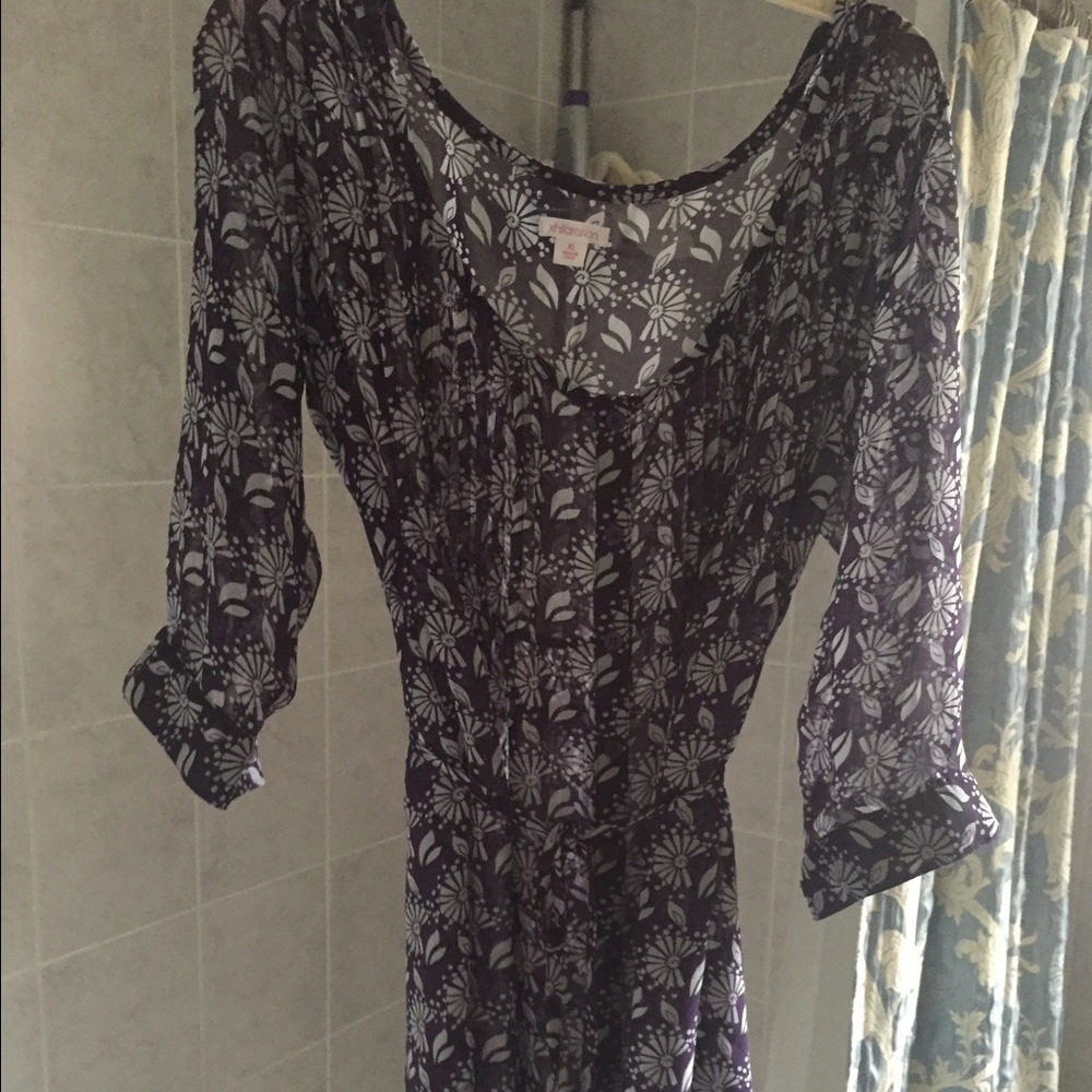 Purple Floral Flowy Button Up Blouse
