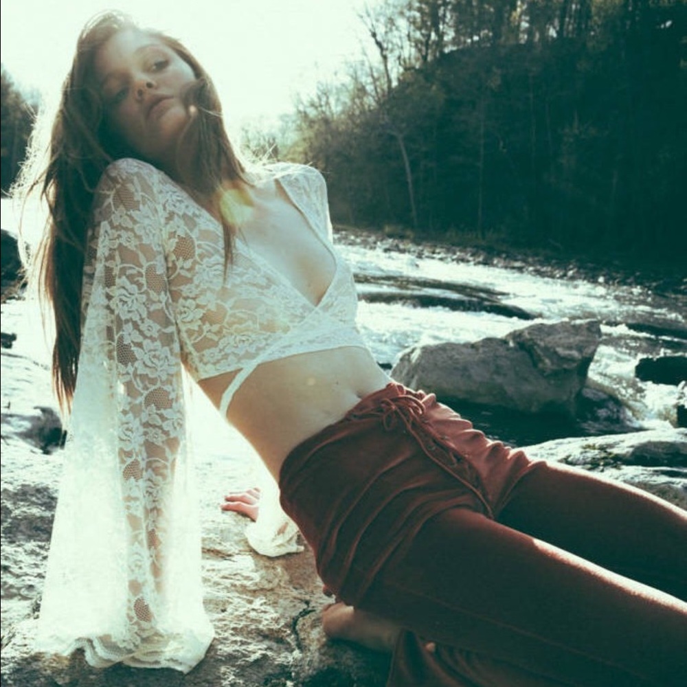 HOMECOOKED KARMA ivory lace wrap top