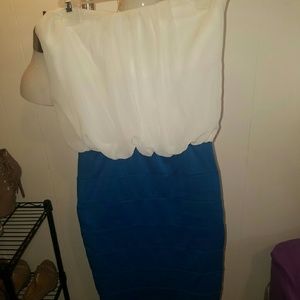 Blue and white dress