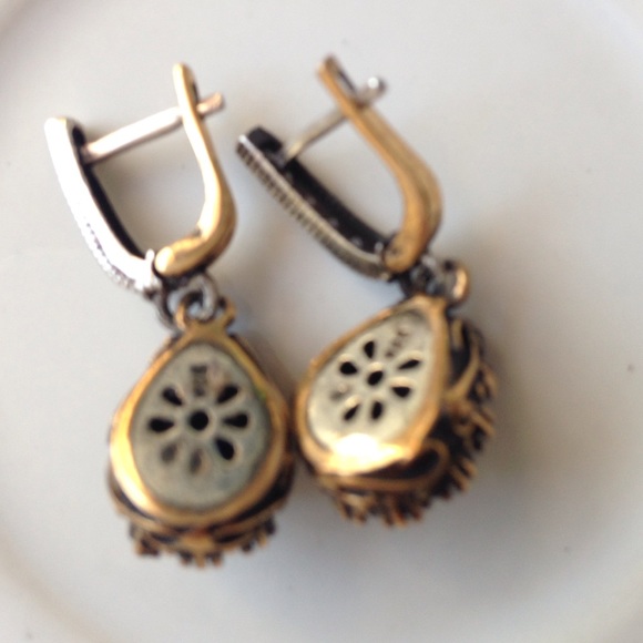 925 SILVER VINTAGE TEAR DROP EARRINGS 6g - Picture 3 of 4