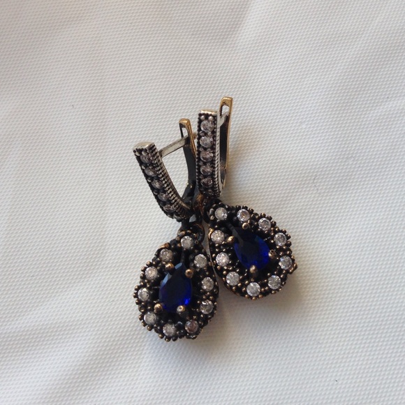 925 SILVER VINTAGE TEAR DROP EARRINGS 6g - Picture 4 of 4