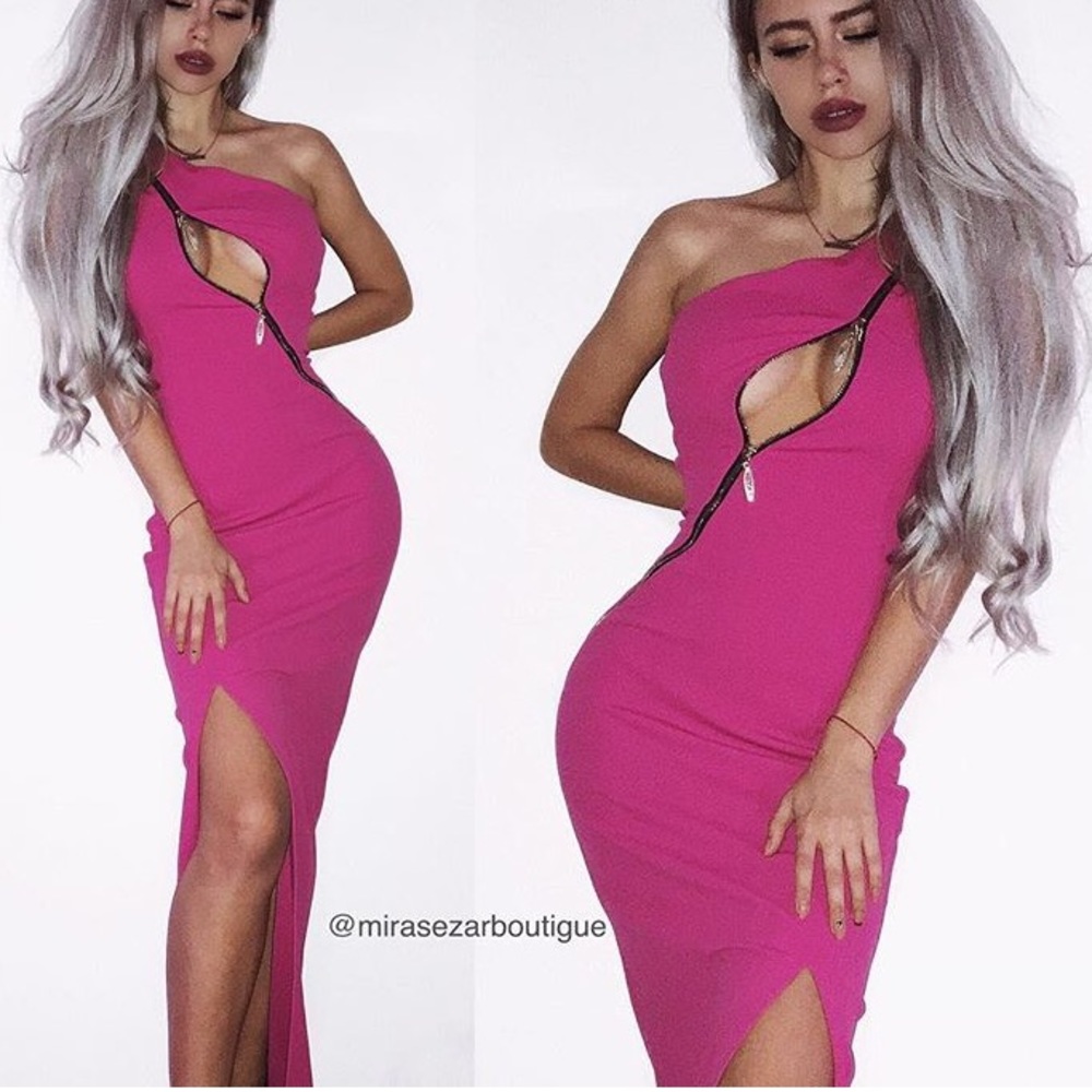 HOTPINK SIDE SPLIT DRESS