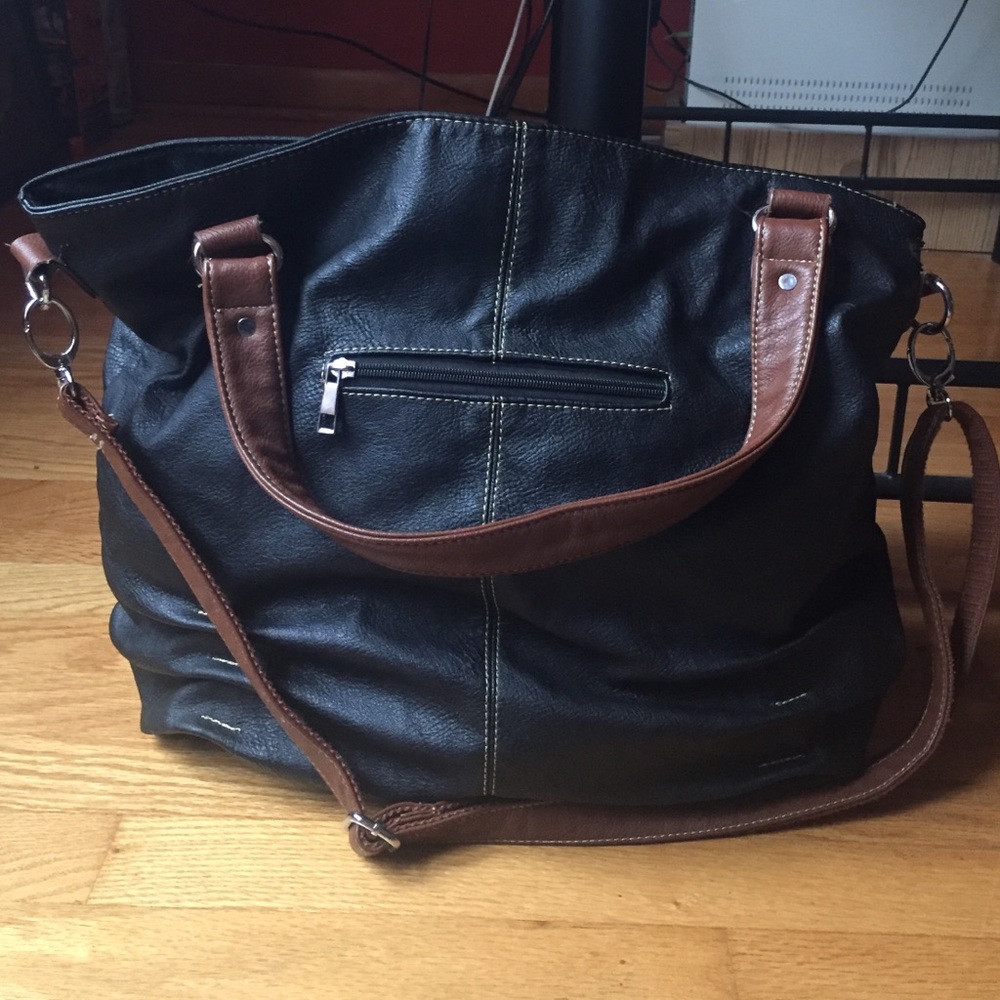 Black Oversized Messenger Bag with Long Strap